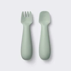Silicone Spoon & Fork - 2pc - Green - Cloud Island™ -Cloud Island GUEST 03943bfc c68e 4d91 935c 365563888a67