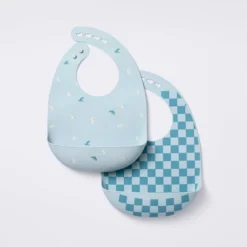 Silicone Bibs - 2pk - Birds/Checker - Cloud Island™ -Cloud Island GUEST 05baecde ad3c 436e 932f bd0032982d3b