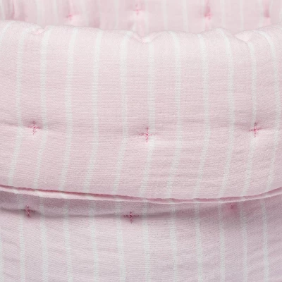 Quilted Gauze Medium Round Storage Bin - Cloud Island™ Pink Stripe 2 Quilted Gauze Medium Round Storage Bin - Cloud Island™ Pink Stripe - Image 2