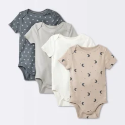 Baby 4pk Short Sleeve Moons Bodysuit - Cloud Island™ Gray -Cloud Island GUEST 093754ce 9110 4e9b 81bc 493ecb1be3c2