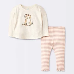 Baby Girls' 2pc Dog Floral Leggings Set - Cloud Island™ Cream -Cloud Island GUEST 0cef83c1 fa30 4020 a74a 757f0742d664