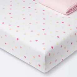 Fitted Jersey Crib Sheet 2pk - Cloud Island™ Multi Dot And Solid Pink -Cloud Island GUEST 0d04cf26 865a 42c4 9e1c d09beed344dd