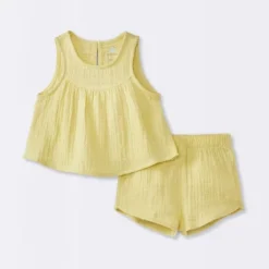 Baby Girls' Swiss Dot Tank Top & Shorts Set - Cloud Island™ Yellow -Cloud Island GUEST 0de6e25b d182 4396 a652 73e68b87f860