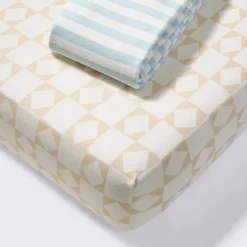 Fitted Jersey Crib Sheet - Stripes & Checks - 2pk - Cloud Island™ -Cloud Island GUEST 16fc8848 4525 47b8 9617 c6d853c10146