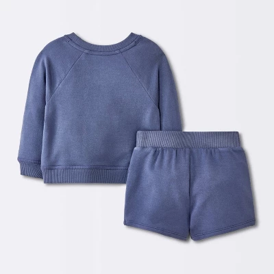 Baby Boys' 2pc Fox Applique Sweatshirt & Shorts Set - Cloud Island™ Navy Blue -Cloud Island GUEST 170eb90a c67c 4729 8256 6bc0c5c2ceea