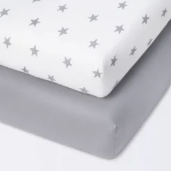 Fitted Mini Crib Jersey Sheet - Cloud Island™ Star/Gray 2pk -Cloud Island GUEST 187ca05c 3897 46a7 be55 536216c3d1d5