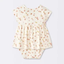 Baby Girls' Costal Ribbed Romper - Cloud Island™ White