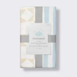 Fitted Jersey Crib Sheet - Stripes & Checks - 2pk - Cloud Island™ -Cloud Island GUEST 26ca8228 7e32 4e72 a97a 78fc9ddbee70