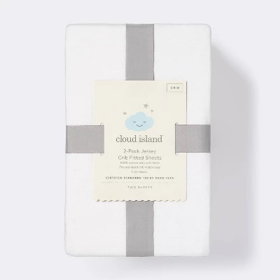Fitted Jersey Crib Sheet - Cloud Island™ - White 2pk 2 Fitted Jersey Crib Sheet - Cloud Island™ - White 2pk - Image 2