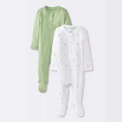 Baby 2pk Cozy Wide Ribbed Mushrooms Sleep N' Play - Cloud Island™ Green -Cloud Island GUEST 284a0085 e0bd 4bf5 b361 1f24fd8dfa02