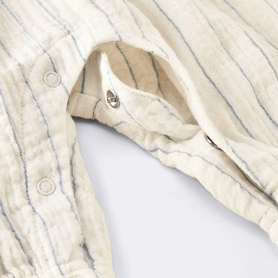Baby Girls' Striped Gauze Long Legged Romper - Cloud Island™ Cream 3 Baby Girls' Striped Gauze Long Legged Romper - Cloud Island™ Cream - Image 3