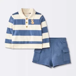 Baby Boys' 2pc Fox Striped Polo Shorts Set - Cloud Island™ Navy Blue -Cloud Island GUEST 34b42e23 a865 47f3 8aec 5e1a6f003b4a