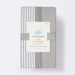 Fitted Crib Sheet - Cloud Island™ - Stripe/Gray - 2pk -Cloud Island GUEST 376efea0 bd49 4a35 9917 fcfd2a57cca0