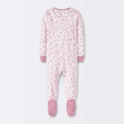Baby Girls' 3pk Floral Tight Fit Sleep N' Play - Cloud Island™ Peach