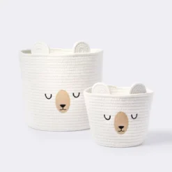 Small Tapered Round Coiled Rope Round Basket Sleepy Bear - Cloud Island™ -Cloud Island GUEST 3c65369e 5ba2 4cda a2ca 9290946c81be