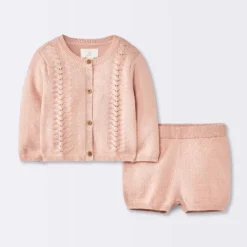 Baby Girls' 2pc Pointelle Sweater Set - Cloud Island™ Pink -Cloud Island GUEST 3e464474 2dc9 4e80 b121 9bb20d6c8fbf