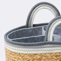 Braided Water Hyacinth Decorative Container With Coiled Rope Handles - Gray - Cloud Island™ -Cloud Island GUEST 44940408 4bcf 4885 bc72 f42b9cfa90ba