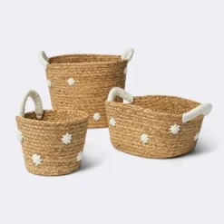 Braided Water Hyacinth With Tufted Embroidery Square Storage Basket - Cloud Island™ -Cloud Island GUEST 45185a1d d101 428b 9a4a 4dce38f9c3eb 1