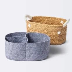 Braided Water Hyacinth With Tufted Embroidery Diaper Caddy Basket - Cloud Island™ 5 Braided Water Hyacinth With Tufted Embroidery Diaper Caddy Basket - Cloud Island™ -Cloud Island GUEST 4af8ac84 e21a 4e49 9482 b52190eda164