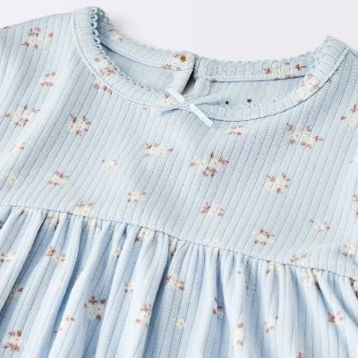 Baby Girls' Floral Skirted Bodysuit - Cloud Island™ Blue 2 Baby Girls' Floral Skirted Bodysuit - Cloud Island™ Blue - Image 2
