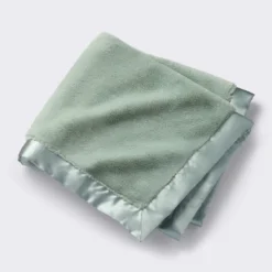 Solid Satin Edge Plush Blanket - Green - Cloud Island™ -Cloud Island GUEST 4ba2c7f5 9414 4ec2 9336 3df45fbe593b