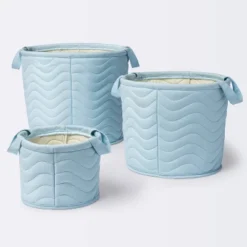 Quilted Fabric Medium Round Storage Basket - Blue - Cloud Island™ -Cloud Island GUEST 50059e14 ed0f 4ece b7c4 6131355149f5 1