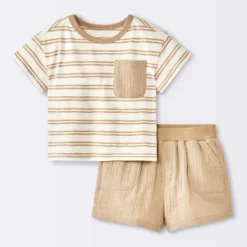 Baby Boys' 2pc Striped Pocket T-Shirt And Shorts Set - Cloud Island™ Tan 7 Baby Boys' 2pc Striped Pocket T-Shirt And Shorts Set - Cloud Island™ Tan -Cloud Island GUEST 5594286d f54e 47ec a780 727c718dacbc