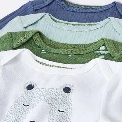 Baby Boys' 4pk Bear Long Sleeve Bodysuits - Cloud Island™ Ivory/Blue/Green 2 Baby Boys' 4pk Bear Long Sleeve Bodysuits - Cloud Island™ Ivory/Blue/Green - Image 2