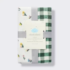 Fitted Jersey Crib Sheet -Floral Gingham Green - 2pk - Cloud Island™ -Cloud Island GUEST 59e45b66 4d3c 4acf a0ea 1ebd6b5791ba