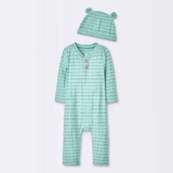 Baby Boys' Jacquard Checkered Romper & Hat - Cloud Island™ Blue -Cloud Island GUEST 5bd228ef f5d1 4b1a 8cd2 129200c07010