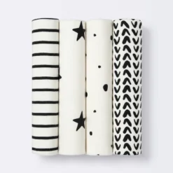 Flannel Baby Blanket - Cloud Island™ - Black/White - 4pk -Cloud Island GUEST 5c421cc6 de1e 4e0c a502 8fa0c3e5b3a0