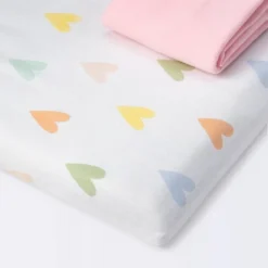 Fitted Playard Jersey Sheet - Cloud Island™ Hearts/Pink 2pk -Cloud Island GUEST 612b371a 92b3 48c7 a50f 6001e4b6e24f