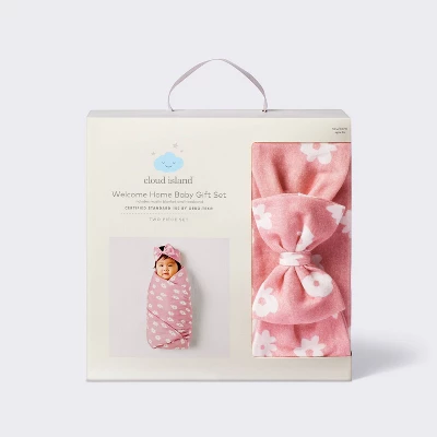 Hospital Muslin Swaddle And Headwrap Gift Set - Pink - Cloud Island™ 3 Hospital Muslin Swaddle And Headwrap Gift Set - Pink - Cloud Island™ - Image 3