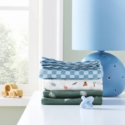 Muslin Swaddle Baby Blanket - Dino Check - 3pk - Cloud Island™ 1 Muslin Swaddle Baby Blanket - Dino Check - 3pk - Cloud Island™