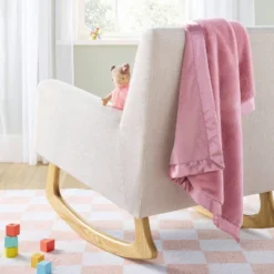 Solid Satin Edge Plush Blanket - Mauve - Cloud Island™