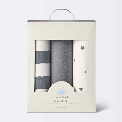 Jersey Swaddle Baby Blanket - Gray - 3pk - Cloud Island™ 3 Jersey Swaddle Baby Blanket - Gray - 3pk - Cloud Island™ - Image 3