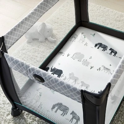 Fitted Play Yard Jersey Sheet 2pk - Cloud Island™ Two By Two Animals And Solid Gray 1 Fitted Play Yard Jersey Sheet 2pk - Cloud Island™ Two By Two Animals And Solid Gray