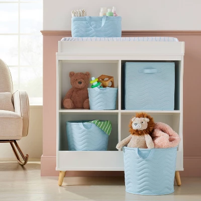 Quilted Fabric Cube Storage Bin - Blue - Cloud Island™ 1 Quilted Fabric Cube Storage Bin - Blue - Cloud Island™