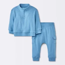 Baby Boys' 2pc Cozy Quarter Zip Top & Bottom Set - Cloud Island™ Blue -Cloud Island GUEST 7642aa95 a5fd 4e8e b76b 288443215c9f