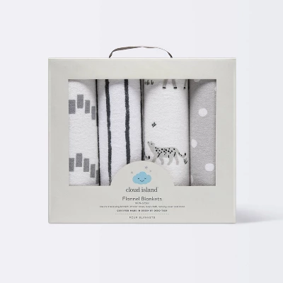 Flannel Baby Blanket - Cloud Island™ Two By Two Animals - 4pk 2 Flannel Baby Blanket - Cloud Island™ Two By Two Animals - 4pk - Image 2