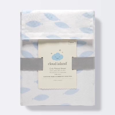 Fitted Crib Sheet - Cloud Island™ School Of Fish Light Blue And White 4 Fitted Crib Sheet - Cloud Island™ School Of Fish Light Blue And White - Image 4