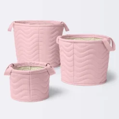 Quilted Fabric Large Round Storage Basket - Light Pink - Cloud Island™ -Cloud Island GUEST 907895a6 dfe9 415c abe2 fbffea3e20d5