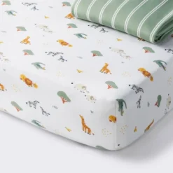 Fitted Jersey Crib Sheet - Safari Stripes - 2pk - Cloud Island™ -Cloud Island GUEST 91672444 4a25 4064 a6ef 48ed2daa22a3