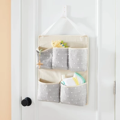 Wall Hanging Storage With Slub Stitching - Gray - Cloud Island™ 1 Wall Hanging Storage With Slub Stitching - Gray - Cloud Island™