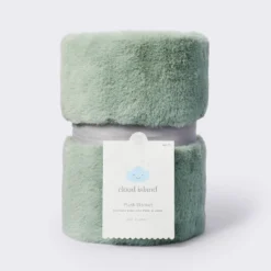 Solid Satin Edge Plush Blanket - Green - Cloud Island™ -Cloud Island GUEST 9c42ab8d de2b 4a01 9fb6 c37519399c30
