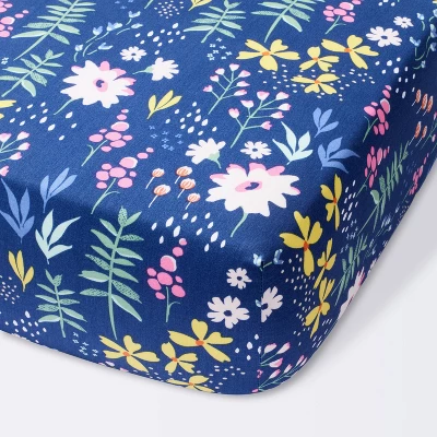 Fitted Crib Sheet Wildflower Dark - Cloud Island™ Navy Floral 5 Fitted Crib Sheet Wildflower Dark - Cloud Island™ Navy Floral - Image 5