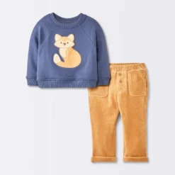 Baby Boys' 2pc Fox Sweatshirt & Corduroy Pants Set - Cloud Island™ Navy Blue -Cloud Island GUEST a08986dc 50a3 4c53 9261 0123ed2ea263