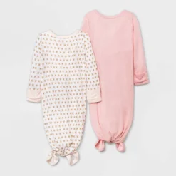 Baby Girls' 2pk Modal Tie NightGown - Cloud Island™ Pink