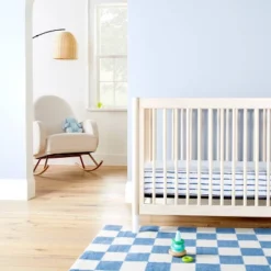 Polyester Rayon Fitted Crib Sheet - Navy Blue Vertical Stripe - Cloud Island™