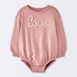 Baby Girls' Love Sweatshirt Romper - Cloud Island™ Pink -Cloud Island GUEST c162c7b4 7878 4241 9675 089373389640